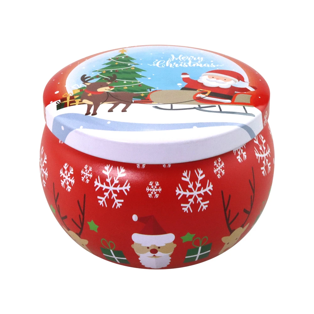 X20 Christmas Tinplate Candle Can 4oz Capacity Food Grade Tin Box Drum Shaped Gift Metal Candy Biscuit Iron Storage | Дом и сад