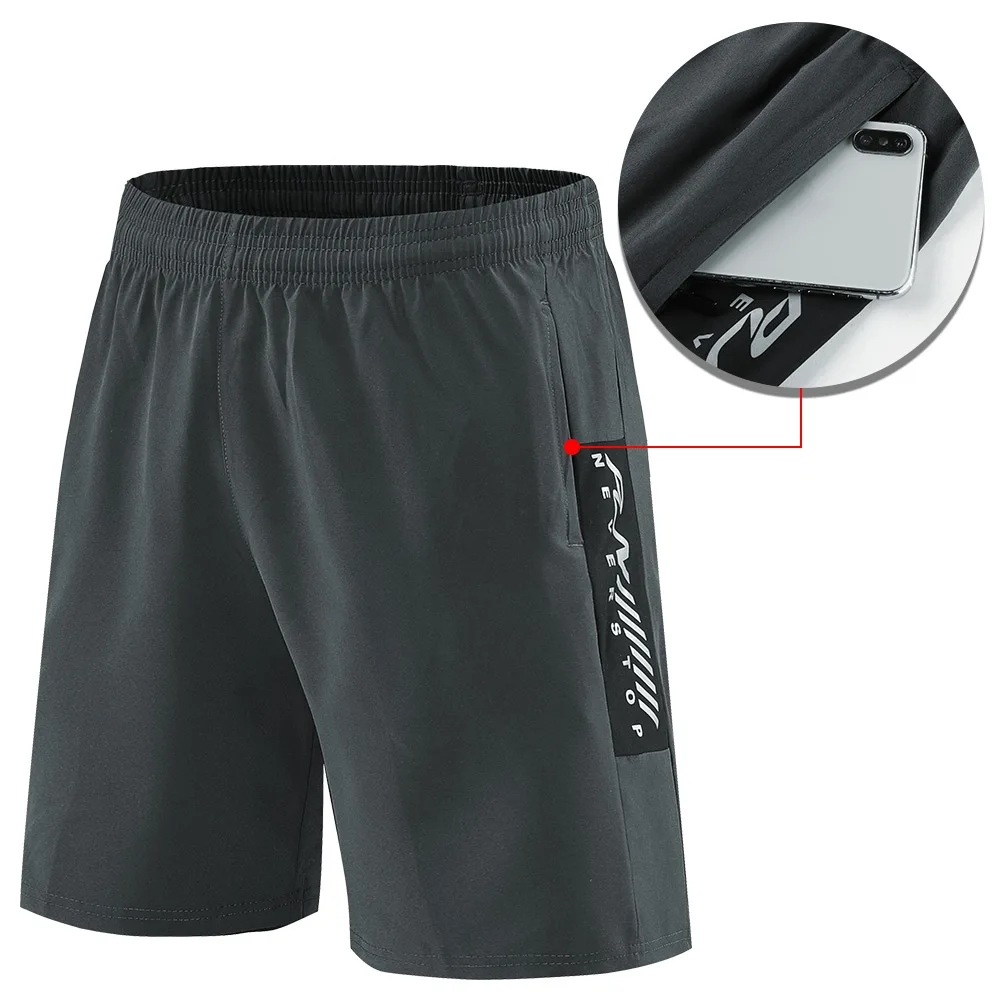 High Quality Breathable Men's Running Shorts Elastic Waistband Quick Dry Gym Sports Shorts Training Shorts Zipper Pocket Shorts