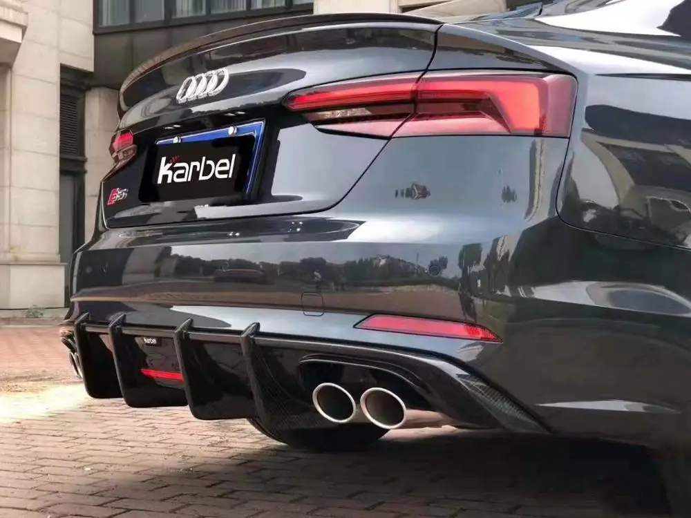 Rear Diffuser Карбоновое волокно Передние Губы разветвители спойлер бампер дефлектор задний диффузор Подходит для Audi A5 S5 - Цвет: Rear Diffuser