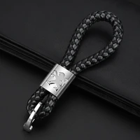 1pc alloy woven leather rope car emblem keychain keyring for gift for peugeot 106 108 206 208 306 308 508 2008 3008 accessories
