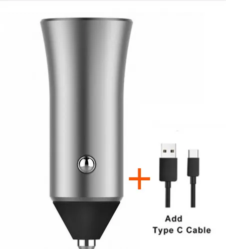 Новое автомобильное зарядное устройство Xiaomi USB 5 В/2.4A 18 Вт светодиодный, напоминающий быструю зарядку, подходит для большинства телефонов, планшетных ПК, двойное быстрое зарядное устройство, универсальное - Цвет: add Type-c cable