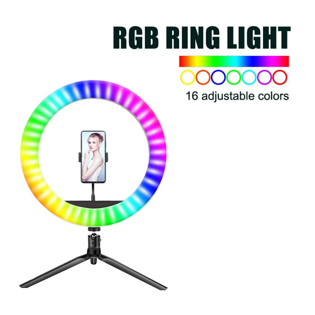 10 дюймов 26 см цветная (RGB) кольцевой светильник светодиодный вспышка для селфи с