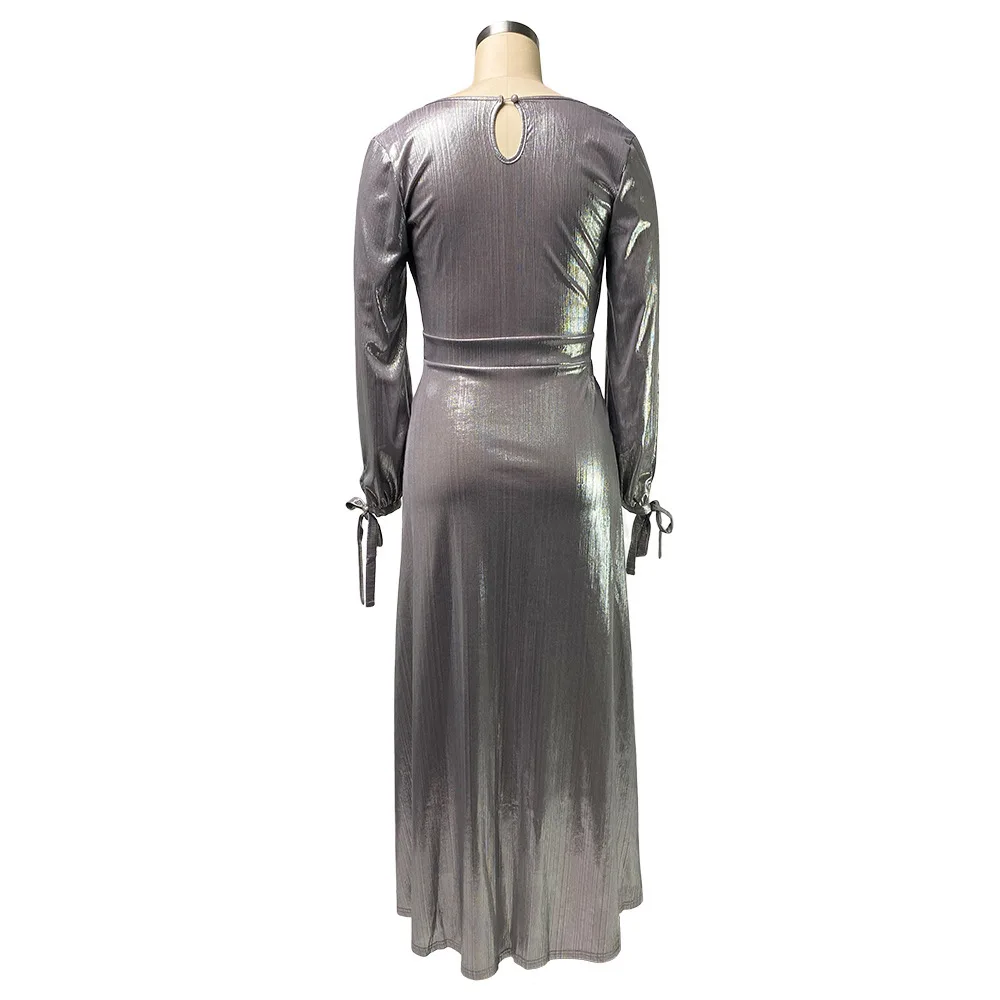 Женское платье туника с длинным рукавом глубоким треугольным вырезом