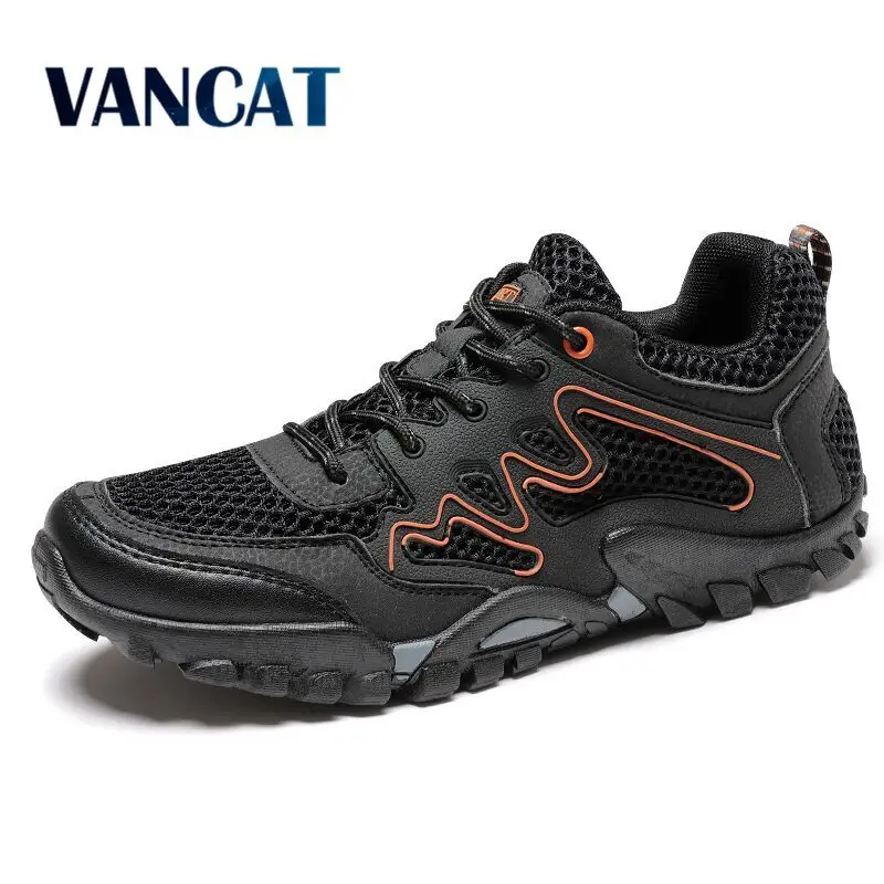 

Мужские сетчатые кроссовки, черные дышащие кроссовки на плоской подошве, повседневная обувь ручной работы, большие размеры 38-46, для улицы, ...