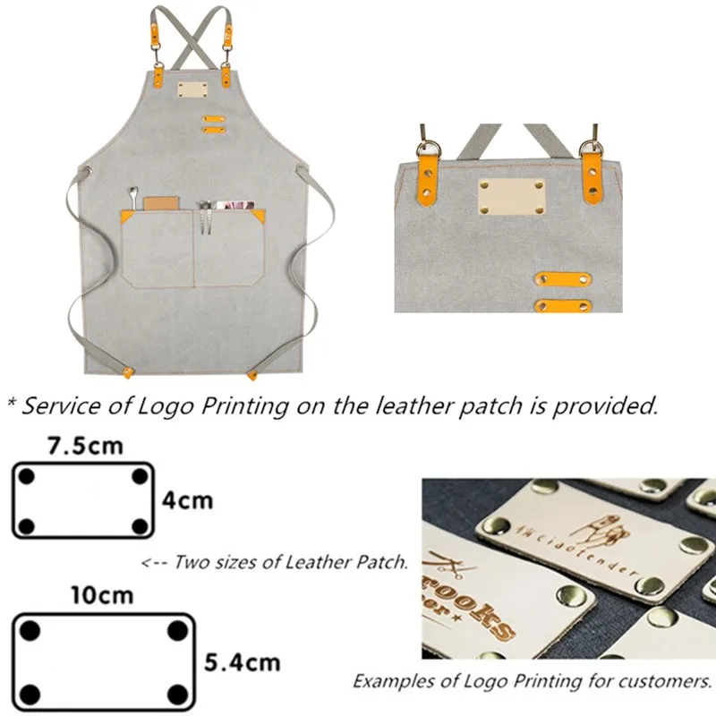 Серый брезентовый фартук перекрещивающийся хлопковый ремень кафе бармен