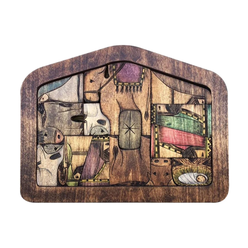 

2021 New Jesus Puzzles Unique Handmade Wood-fired Water Color Nativity Puzzle Table Decoration Desk Display Colorful Puzzle