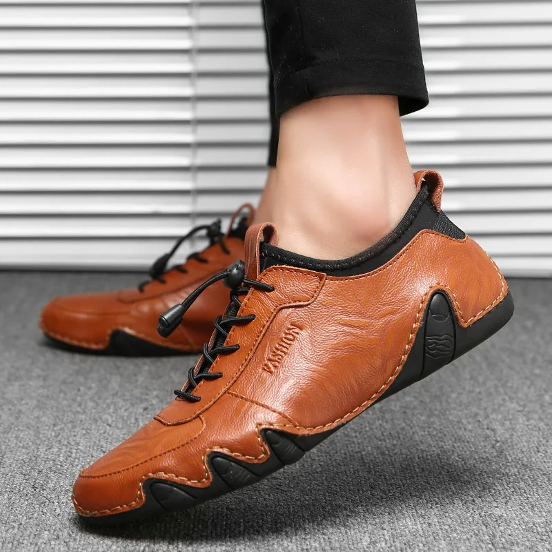 

High Quality Men Shoes Genuine Leather Men Casual Shoes Summer Mens Loafers Slip-on Soft Men's Flat Shoes Driving Shoes Leather