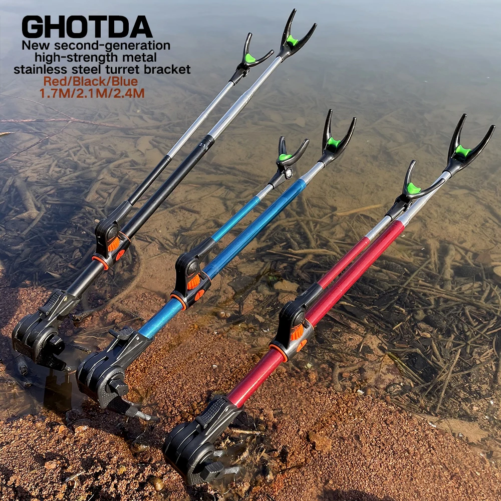

1.7M 2.1M 2.4M Fishing Rod Bracket Portable Folding Stainless Steel Fishing Rod Holder Telescoping