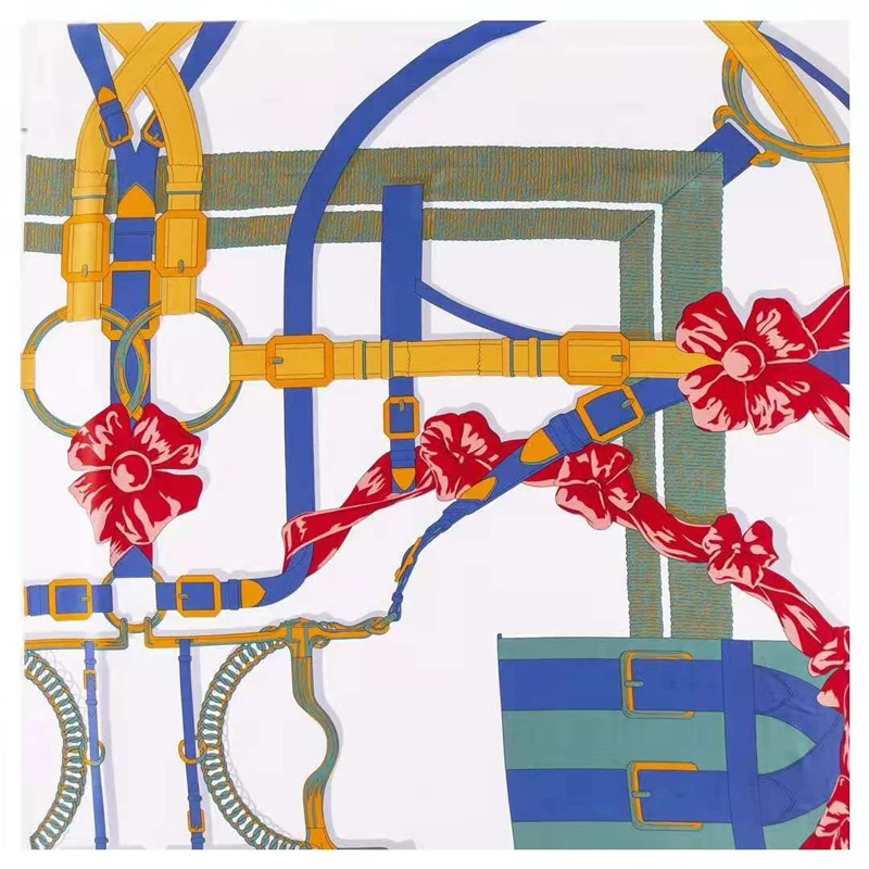 Роскошный брендовый шарф с принтом цепи саржевый из 100% шелка 130 см большой