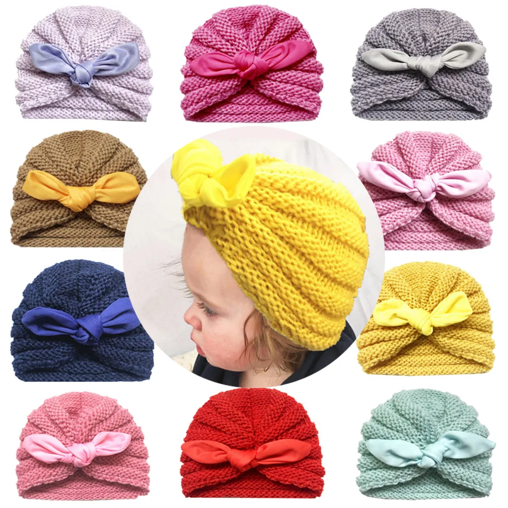 

Knitted Winter Baby Hat Girls Candy Color Bonnet Enfant Beanie Turban Hats Newborn Baby Cap Boys Accessories Photography Props