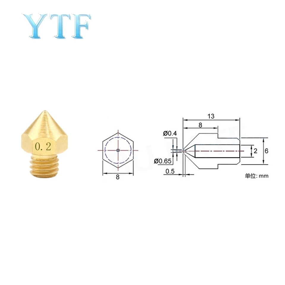 5 шт. MK8 сопло Impressora 3D принтер экструдер для Prusa I3 0 2/0 3/0 4/0 5/0 6 мм|0.2mm nozzle|parts 3d printer0.3mm