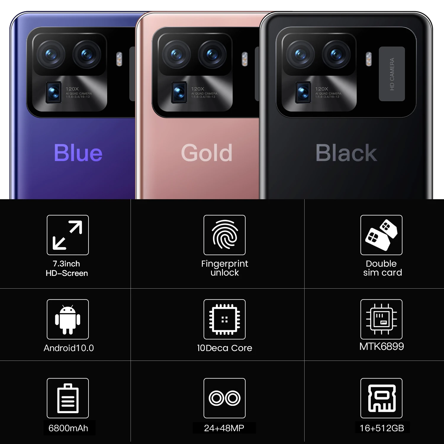 Tel&eacute;fono Inteligente M11 Ultra versi&oacute;n Global, Smartphone de 7,3 pulgadas, 5G, 16GB + 1TB, 6800mAh, 64MP, desbloqueado, Android-1