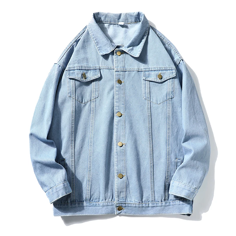

Классическая джинсовая куртка для мужчин на весну и осень, тонкая стрейчевая Свободная джинсовая куртка, популярные мужские Универсальные ...