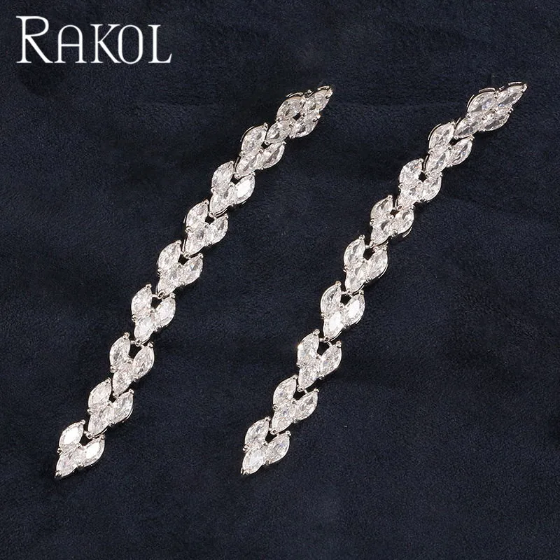 Rakol новые модные длинные в форме капли дизайн кубического циркония кулон женские