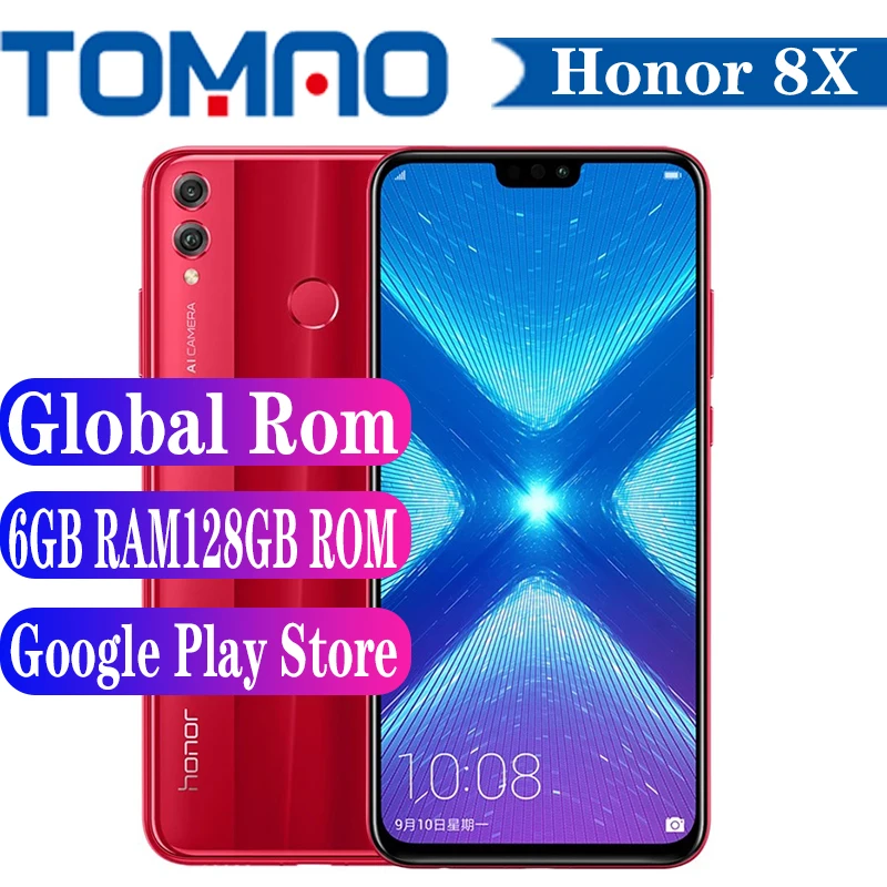 Официальный мобильный телефон Honor 8X с глобальной прошивкой HiSilicon Kirin 710 Octa core 3750мАч