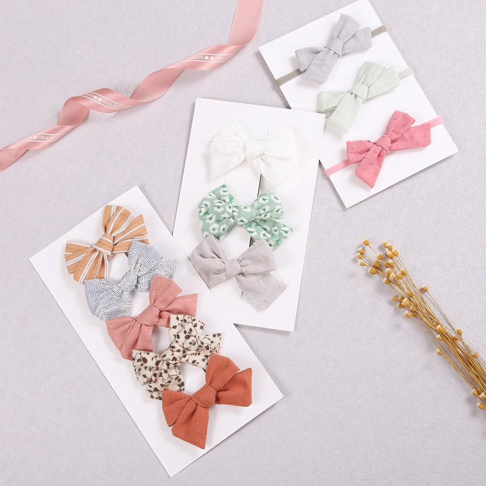 

3/4pcs Printed Baby Headband Sets Girls Hair Clips Bowknot Flower Baby Hair Pins Bow Newborn Headwear Set Girl Hair Accessories