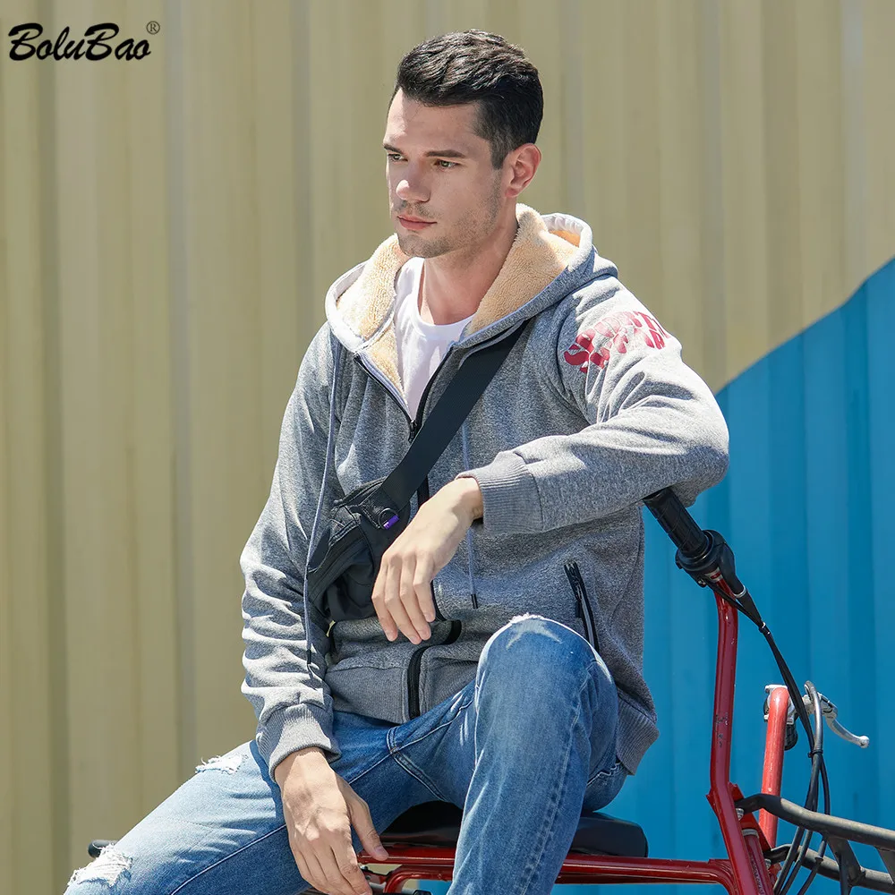 

BOLUBAO Winter Brand Men Fashion Hoodies Men's Casual Fleece Print Hoodies Sweatshirts Zipper Cardigan Hooded Sweatshirt Male