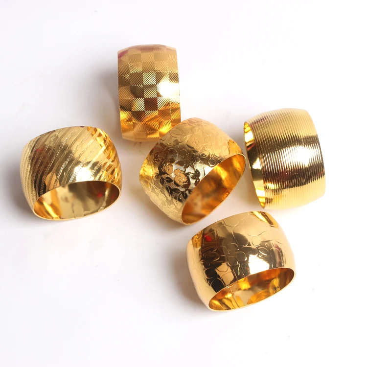 

6pcs Hotel model room golden ring napkin buckle napkin ring Western restaurant metal napkin circle cloth ring