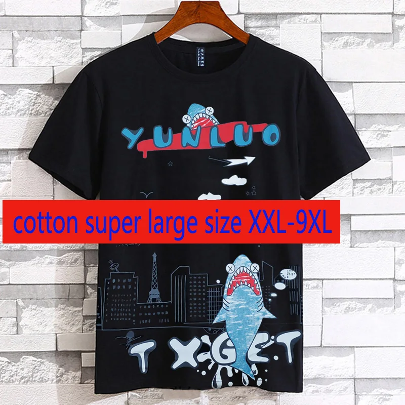 

New Arrival Large Super Fashion Loose Casual Short Sleeve Men Chest 160cm O-neck Print Knitted T Shirt Plus Size 2XL-7XL 8XL 9XL