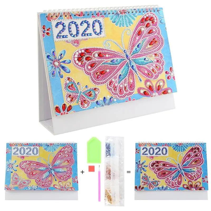 

2020 New Year Mini Table Calendar DIY Diamond Painting Table Calendar Creative Simple Desk Notepad Paper Calendar Daily Schedule