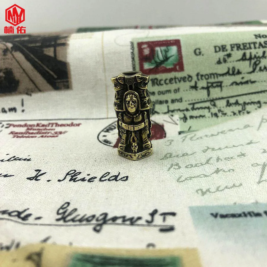 EDC инструмент таинственная латунь Майя статуя нож бусины Паракорд Браслет