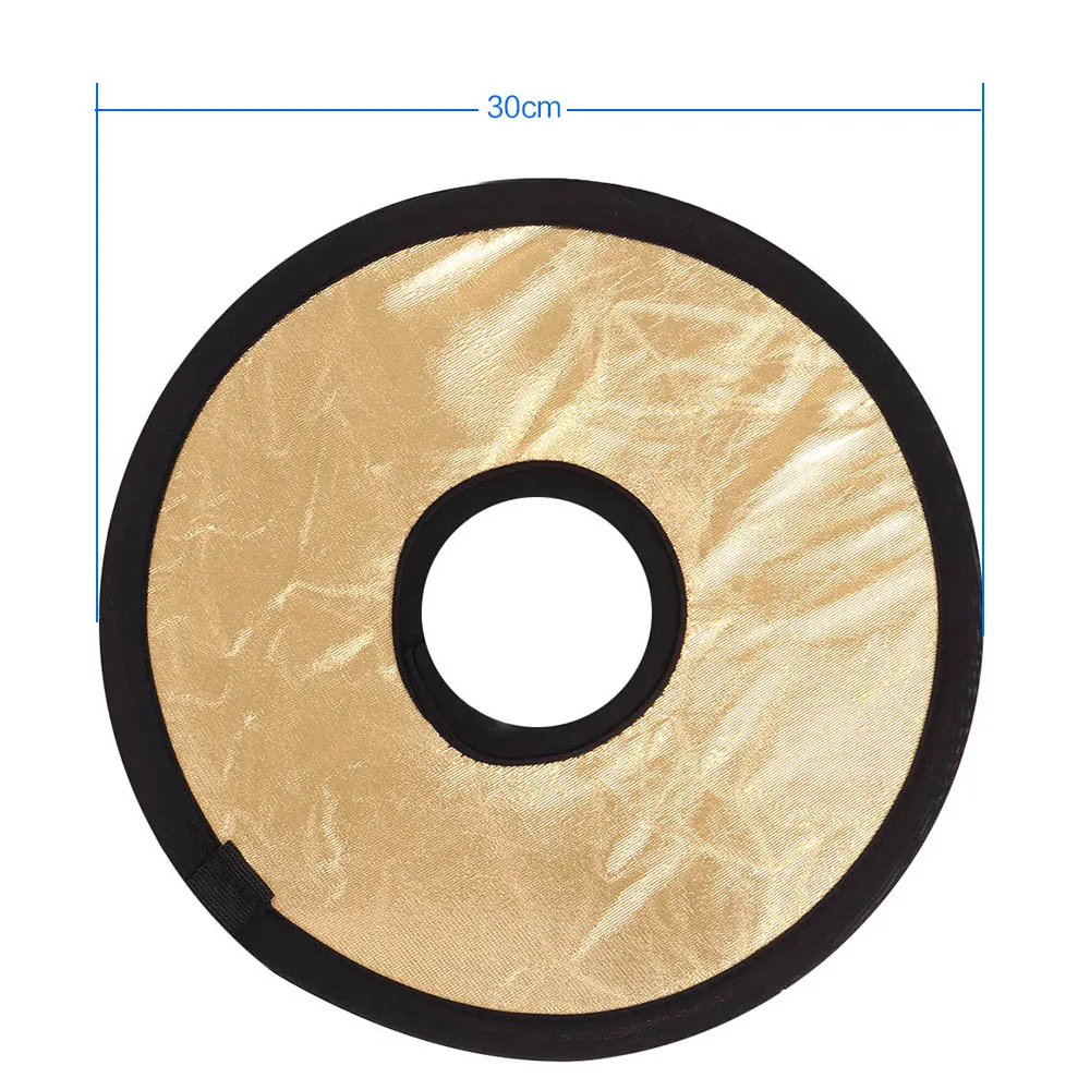 Andoer 30cm 2in1 Round Hollow Collapasible Multi-Disc Portable Circular Light Lens-Mount Reflector Silver Golden | Электроника