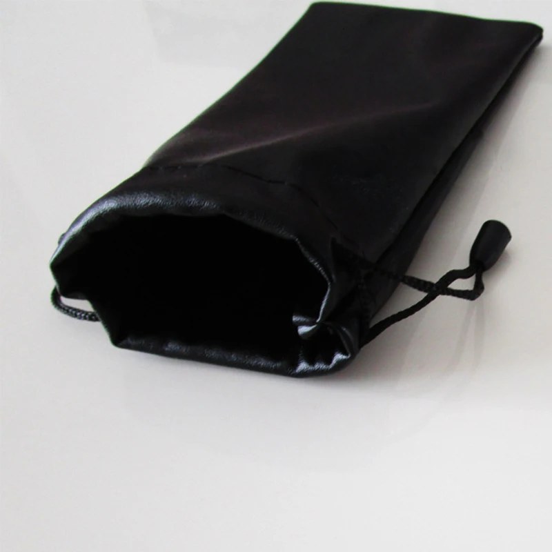 

Waterproof Drawstring 1/5/10pcs Leather Glasses Bag PU 9*18cm Black Soft Pouch Hangable Glasses Storage for Eyeswear New