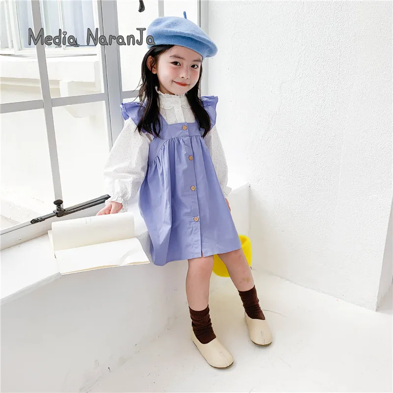 

2021 ВЕСНА Новинка осени для девочек kidsl детское платье-рубашка без рукавов в горошек, рубашка