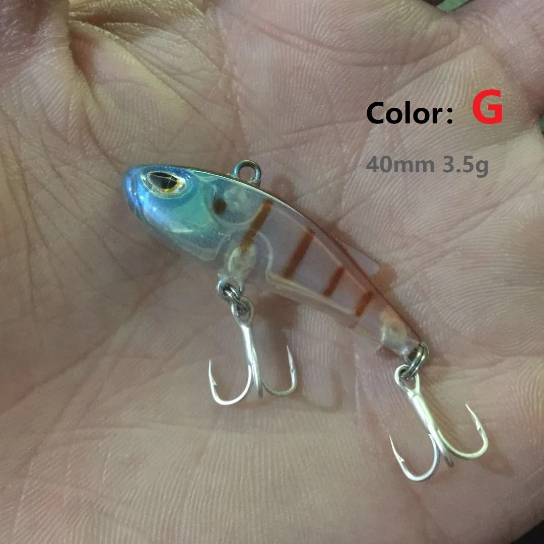 Color - G Новинка, 40 мм, 3,5 г, высокое качество, маленькие рыболовные приманки VIB, 40 мм, с вибрацией и подсветкой, жесткая приманка, Свинг, раковина, бионическая, Реалистичная, зимняя, ледяная - Цвет: Color - G