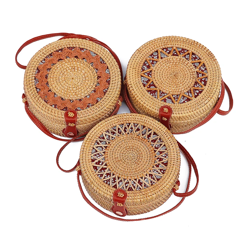 Круглая соломенная сумка через плечо в этническом стиле для женщин модный