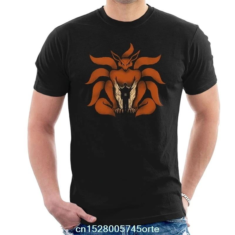 Мужская футболка с принтом camiseta 9 Tailed Shinobi Naruto женская из 100% хлопка | одежда
