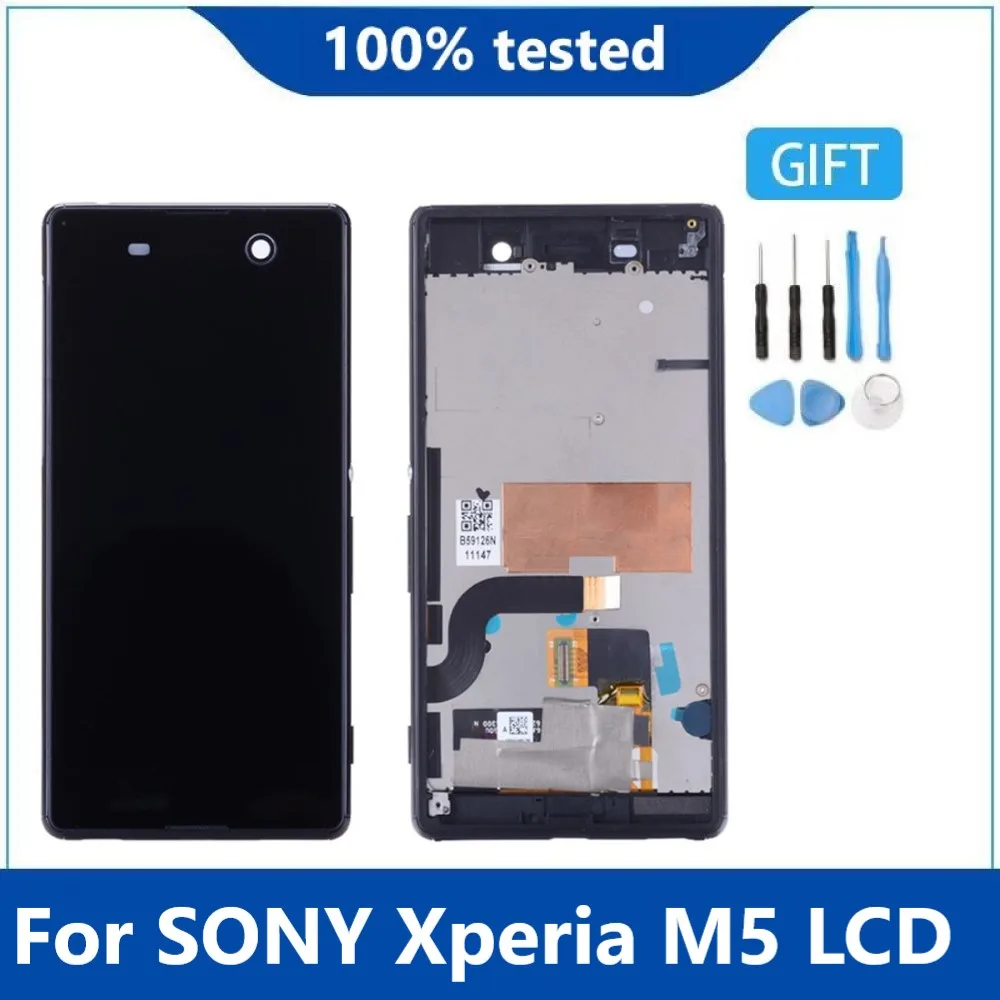 

ЖК-дисплей 5,0 дюйма для SONY XPERIA M5, сенсорный экран с дигитайзером и рамкой E5603, E5606, E5653, E5633, для Sony M5, ЖК-экран