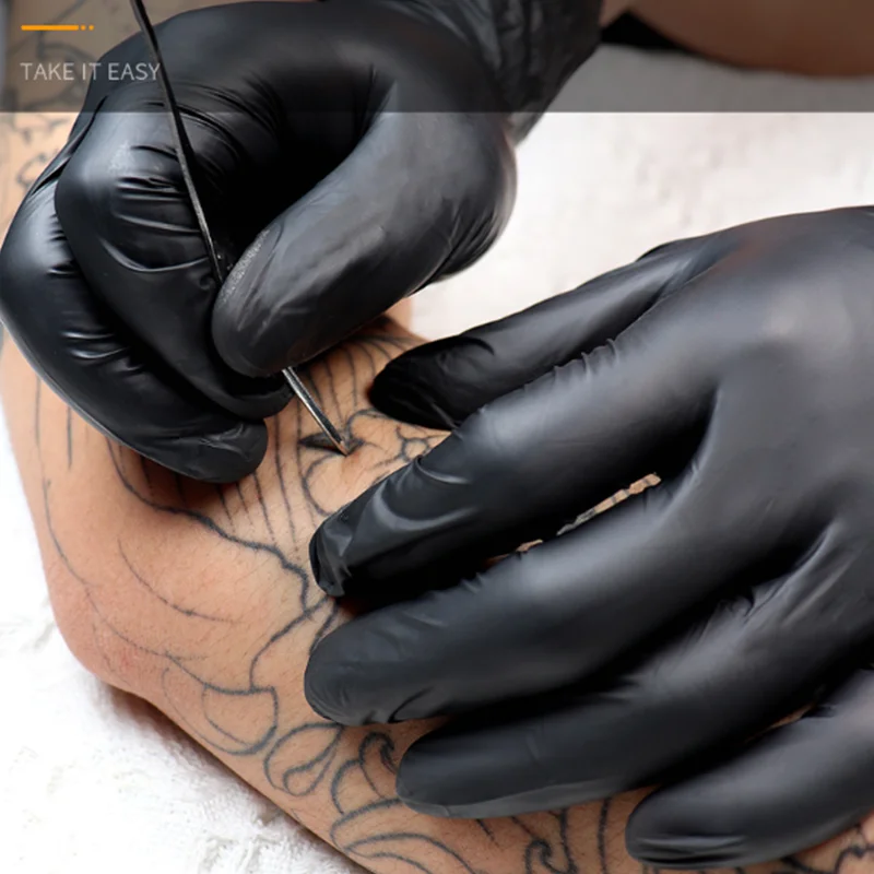 Пластиковые одноразовые черные перчатки для микроблейдинга перманентного