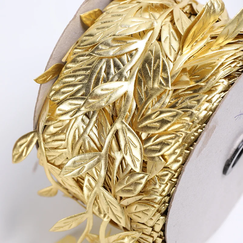 

100Meter/Roll Printed Gift Wrap Ribbon Bows Golden Ribbon For Home Party Decorative Handmade DIY Tree Leaf Ribbon For Crafts