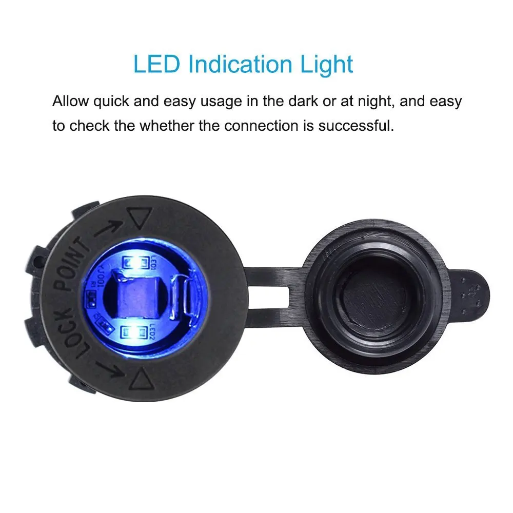 Разъем прикуривателя водонепроницаемый светодиодный индикатор 12 В розетка