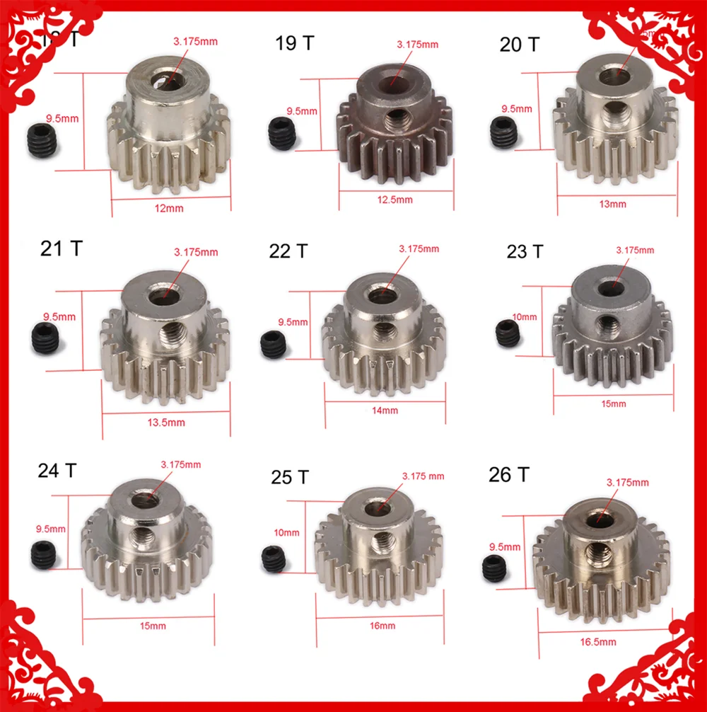 Зубчатые зубчатые шестерни HSP 1:10 18T 19T 20T 21T 22T 23T 24T 25T 26T 29T для радиоуправляемого