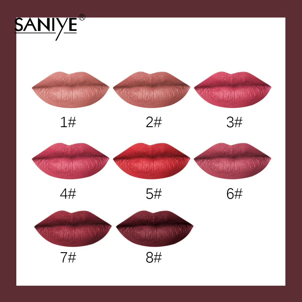 Матовая водостойкая губная помада SANIYE стойкая для макияжа 8 цветов легко носить