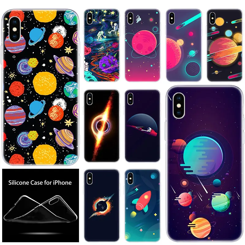 Роскошный мягкий силиконовый чехол для телефона в стиле космический летательный