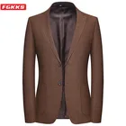 Мужской Блейзер FGKKS, однотонный, Повседневный, деловой, приталенный