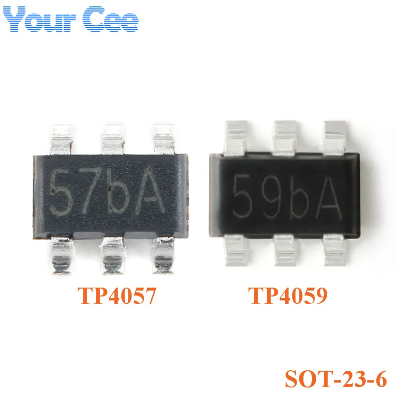 10 шт. TP4057 TP4059 57b 59b SOT-23-6 SMD 500 мА 600 мА зарядное устройство для литиевых батарей IC Chip