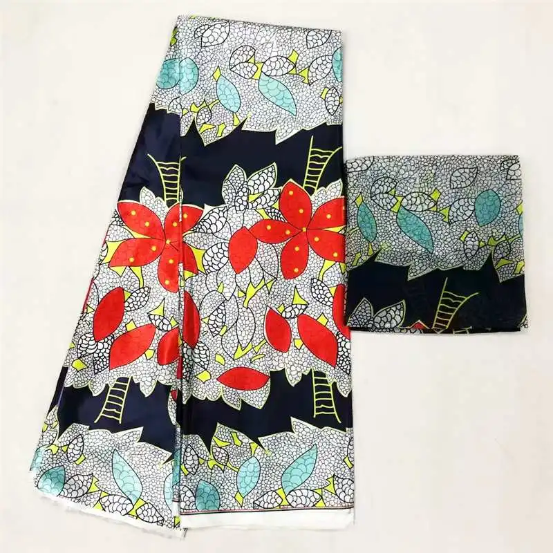 2 + 4 черный и белый Новое поступление атласная шёлковая ткань модный Африканский