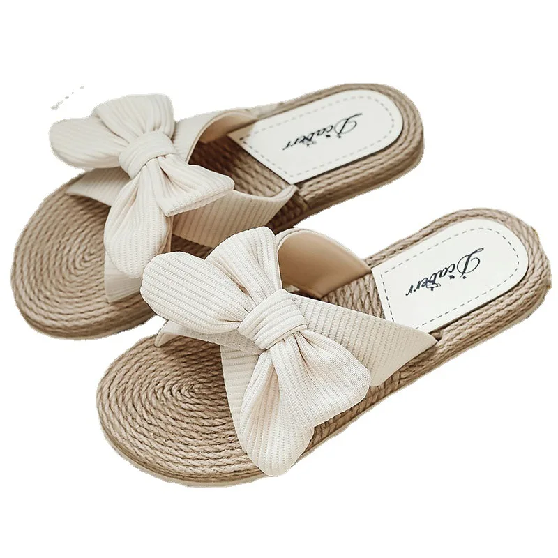 Women Summer Slippers Fashion Flat Bottom Open Toes Female Shoes Butterfly-knot Muiticolor Outdoor Beach Woman Slides Sandals