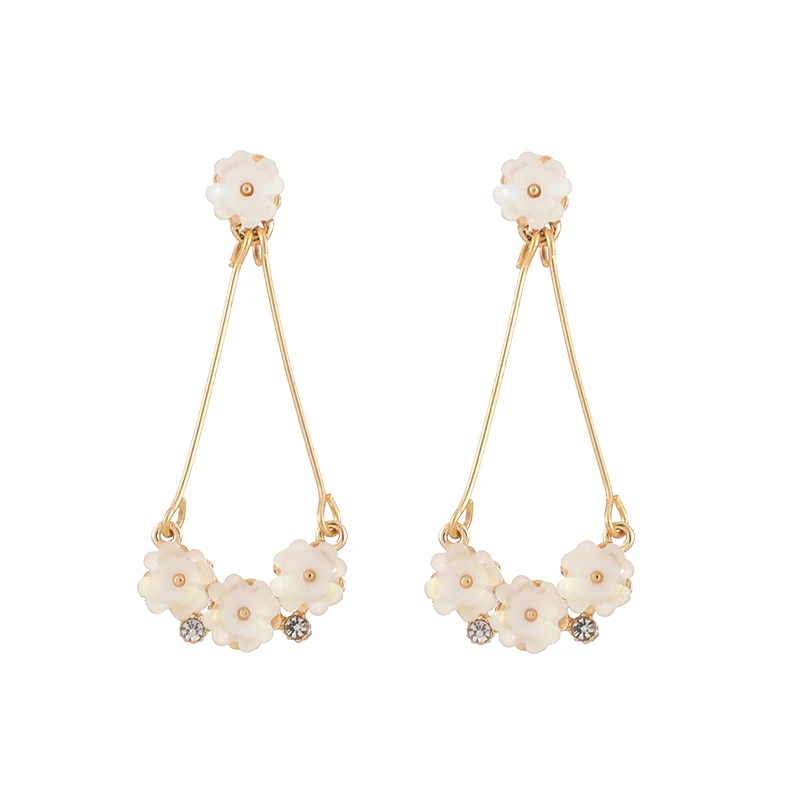 

Bohemian Long Flower Stud Earrings Geometry Vintage Fashion Crystal Color Resin Tassel EARRINGS Women Wedding Jewelry