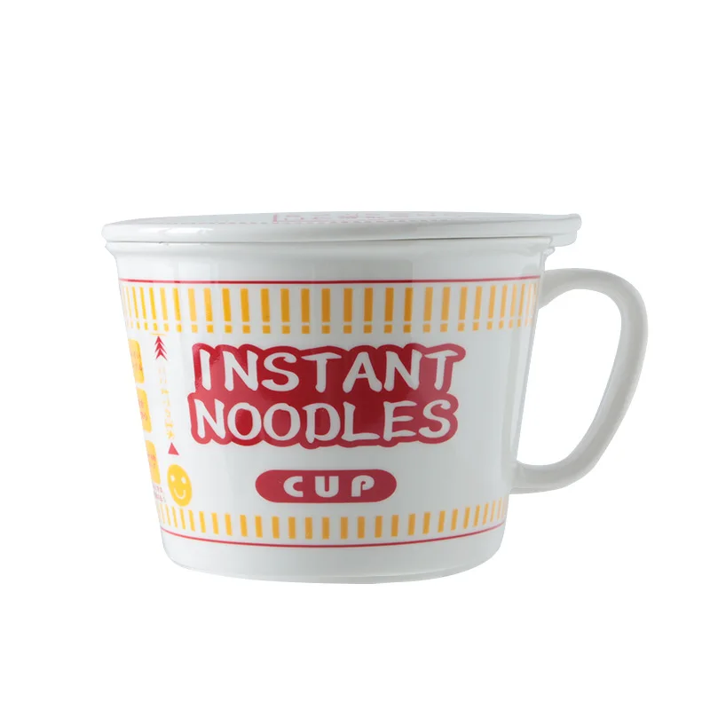 

ceramic instant noodle bowl with lid dormitory office breakfast bowl instant noodle artifact student oatmeal bowl home MJ707
