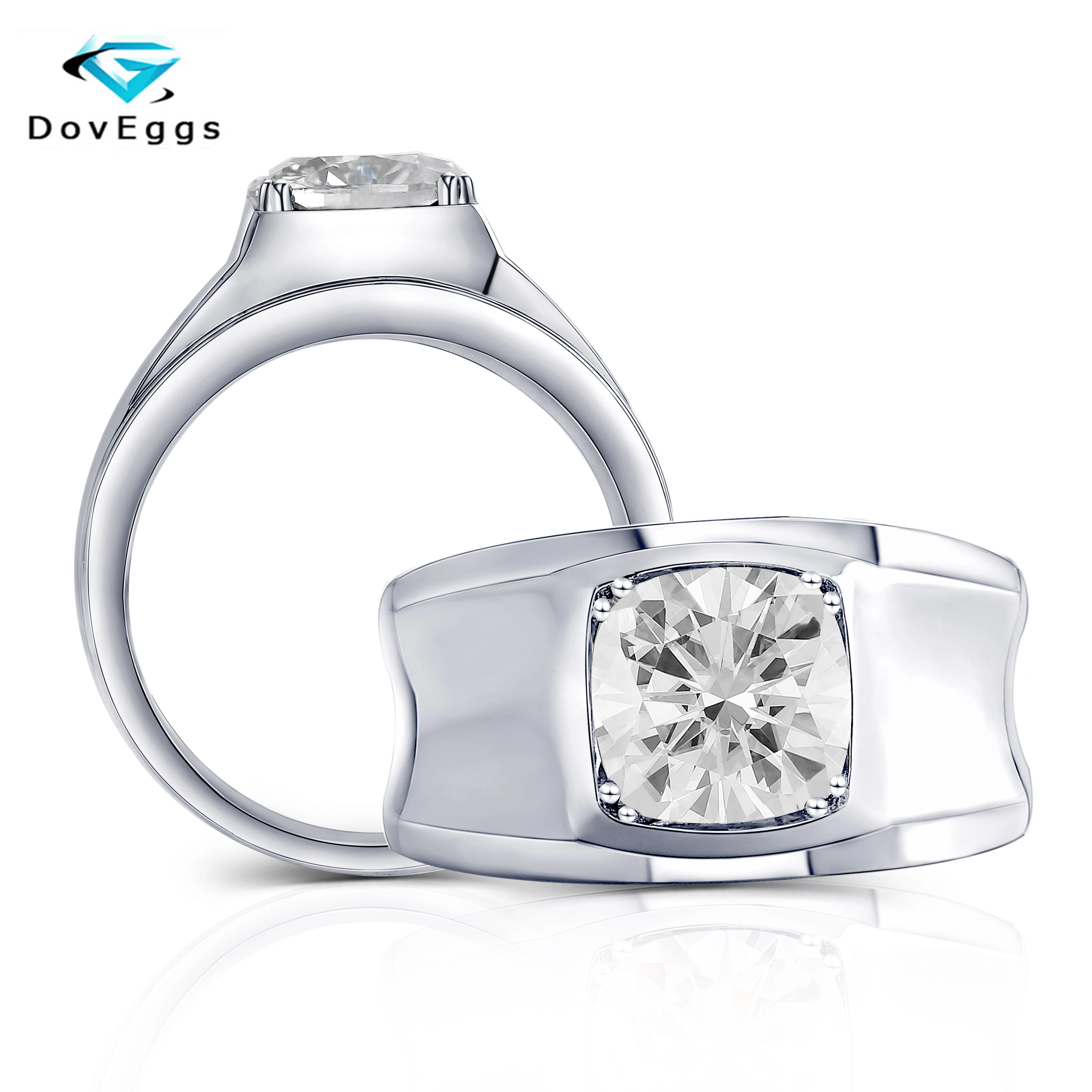 Серебряное мужское и женское кольцо с муассанитом 2 карата 7 5 мм | Украшения