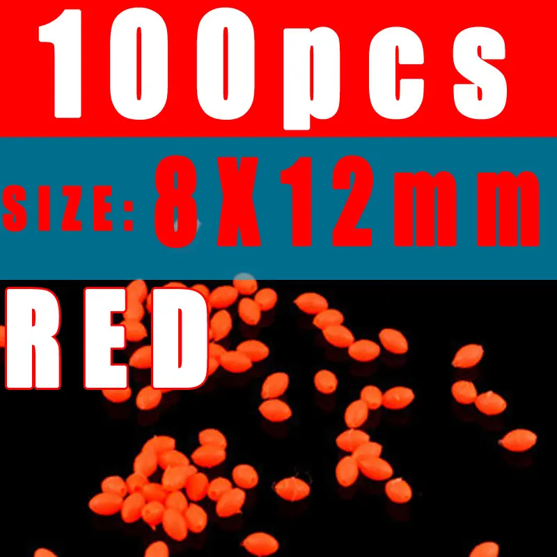 red 8X12 Wifreo 100 шт. овальные мягкие руберские светящиеся бусины для рыбалки светящиеся бусины для яиц летающие тройные Крючки рыболовные снасти Светящиеся Зеленые и красные - Цвет: red 8X12