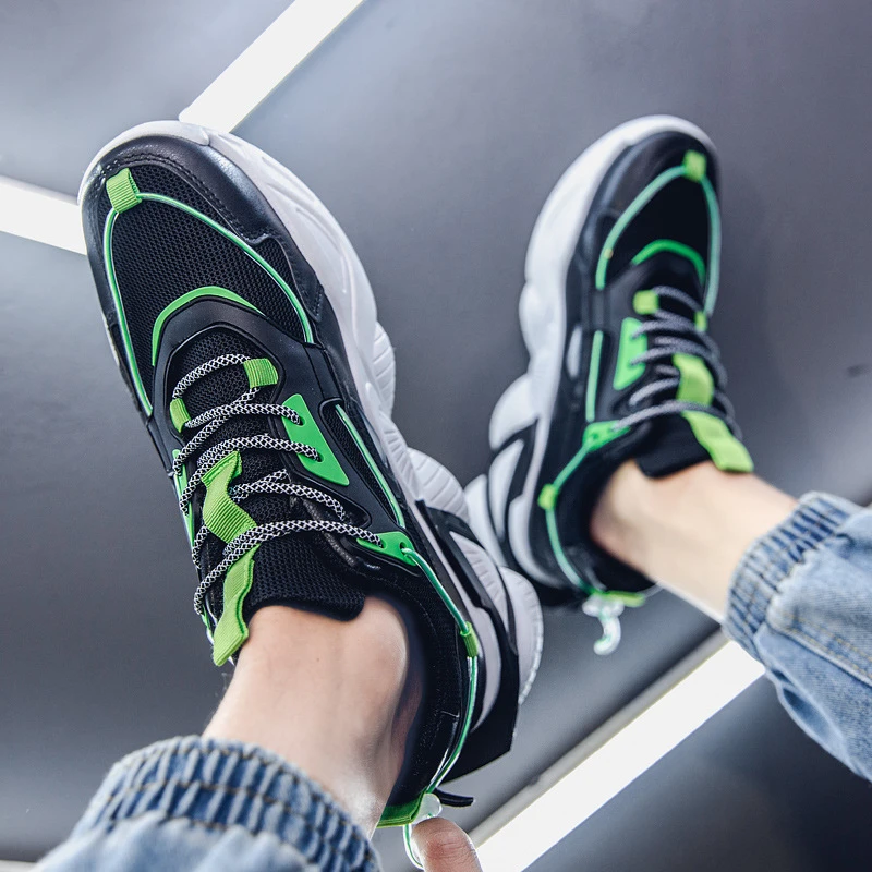 

Platform Casual Shoes Men's Sneakers Trendy Color Patchwork Youth Street Sport Shoes Male Trainers Black Spring Autumn 2021 New
