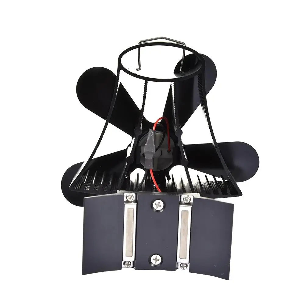 

Black Fireplace Fan 5 Blades Heat Powered Stove Fan Log Wood Burner Eco Friendly Quiet Fan Home Efficient Heat Distribution