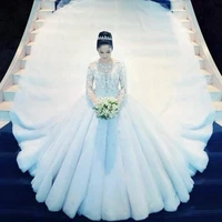 2020 custom made princess new designs ball gown wedding dresses long sleeve beaded bridal gowns vestidos de novia mariage dress