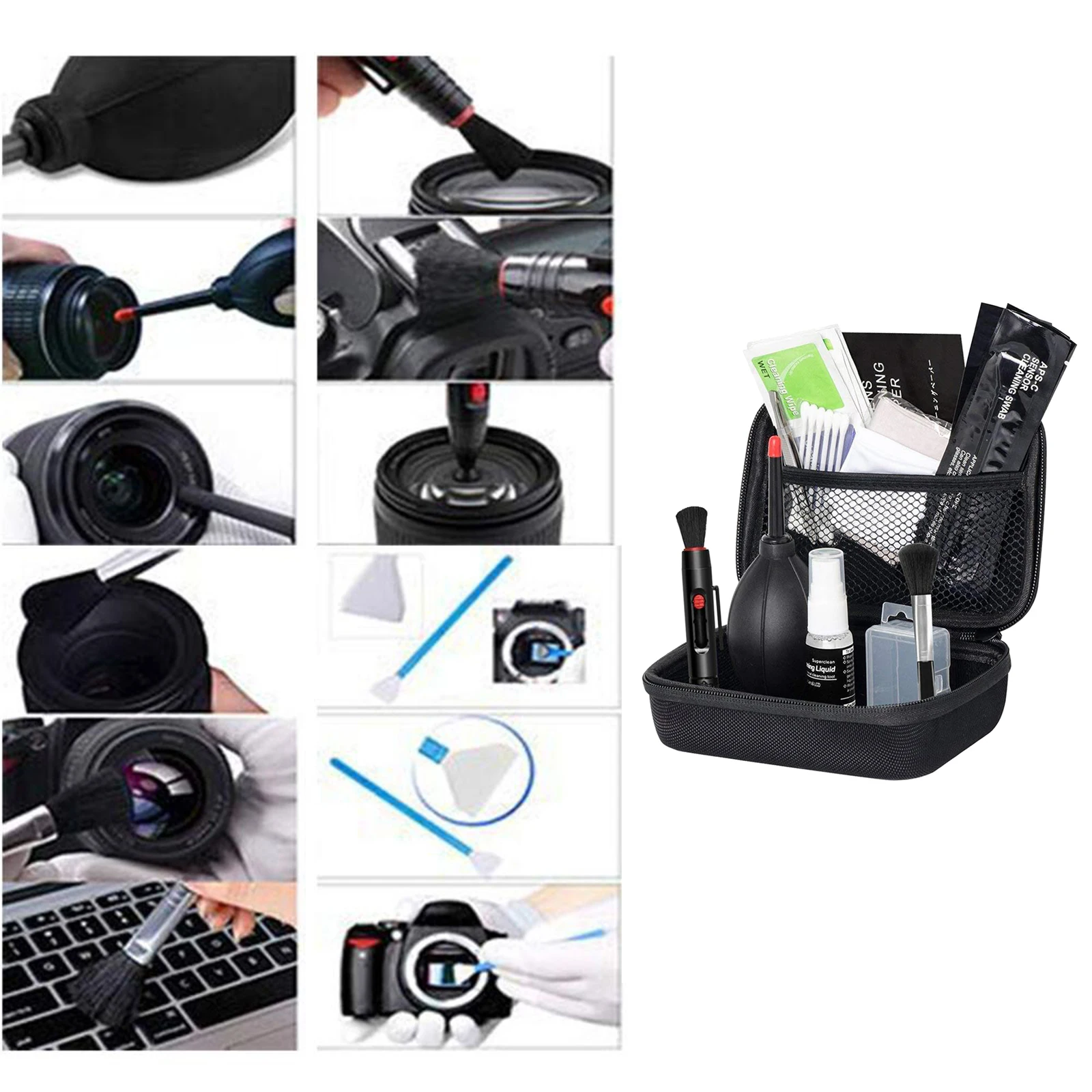 

Camera Cleaning Kit for DSLR Cameras + Traveling Pouch + Air Blower Nozzle